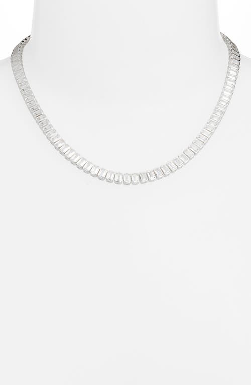 Shop Shymi Emerald Cut Tennis Necklace In Silver/white