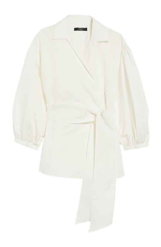 Shop Max Mara Cotton & Silk Wrap Shirt In Optical White