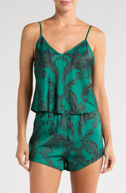 KILO BRAVA Print Short Pajamas in Emerald Damask 