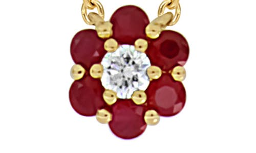 Shop Bony Levy El Mar Gemstone & Diamond Flower Pendant Necklace In 18k Yg Ruby/diamond