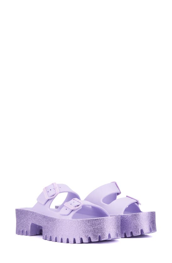 Shop Olivia Miller Sparkles Plaform Slide Sandal In Purple
