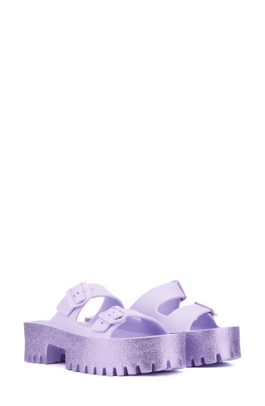 Olivia Miller Sparkles Plaform Slide Sandal In Purple
