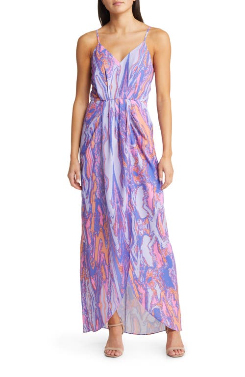 Chelsea28 Faux Wrap Camisole Dress in Lavender Multi Melt