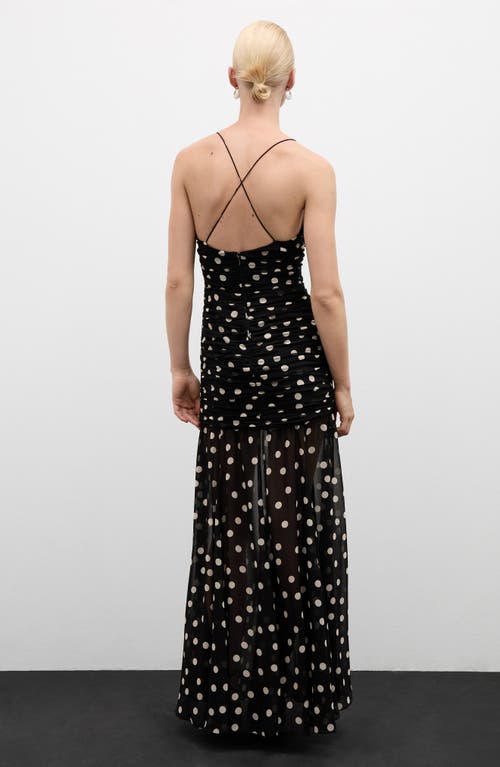 Shop Mango Polka Dot Maxi Dress In Black