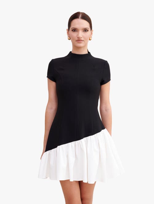 Shop Nanas Nana's Audrey Assymetric Mini Dress In Black & White