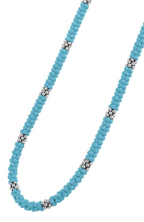 Shop Lagos Blue Caviar Beaded Necklace In Silver/blue