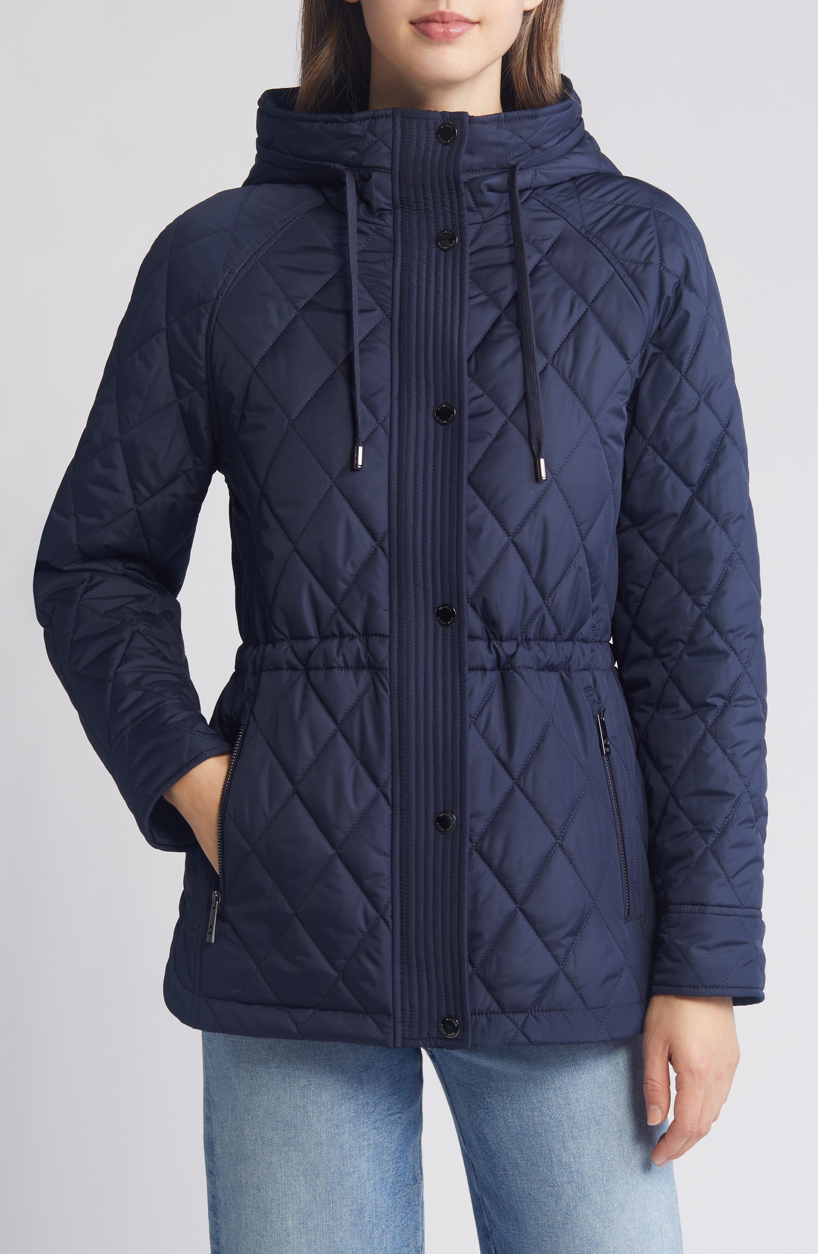 Bacon detachable-hood quilted hooded coat - White