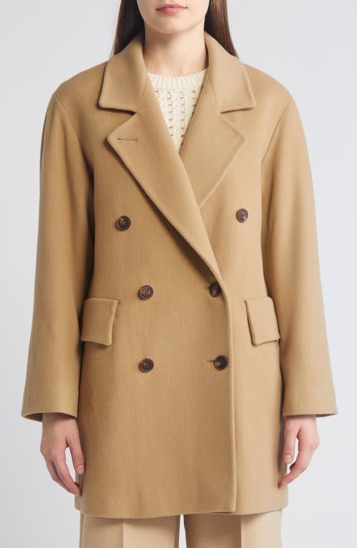 Shop Fleurette Ross Double Breasted Wool Coat In Camel