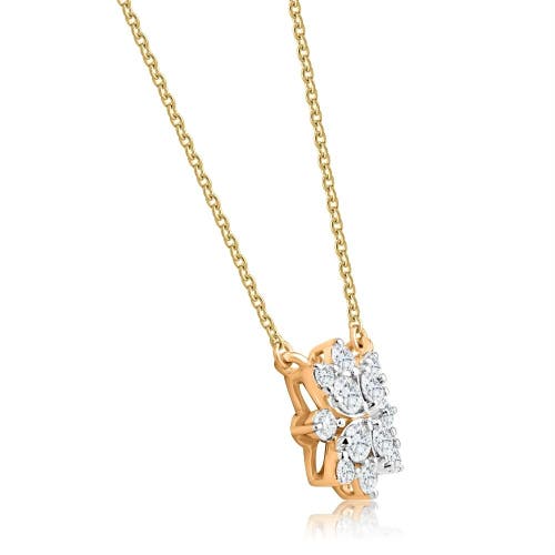 Bliss Diamond .55ct Tw Diamond Cluster Halo Round Pendant Yellow Gold Necklace Lab Grown In 10k Yellow Gold