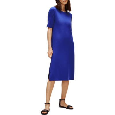 Eileen Fisher Crewneck Jersey T-Shirt Dress, Blue