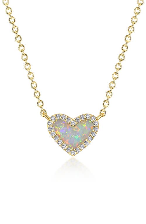 Lafonn Simulated Opal & Simulated Diamond Heart Pendant Necklace In White