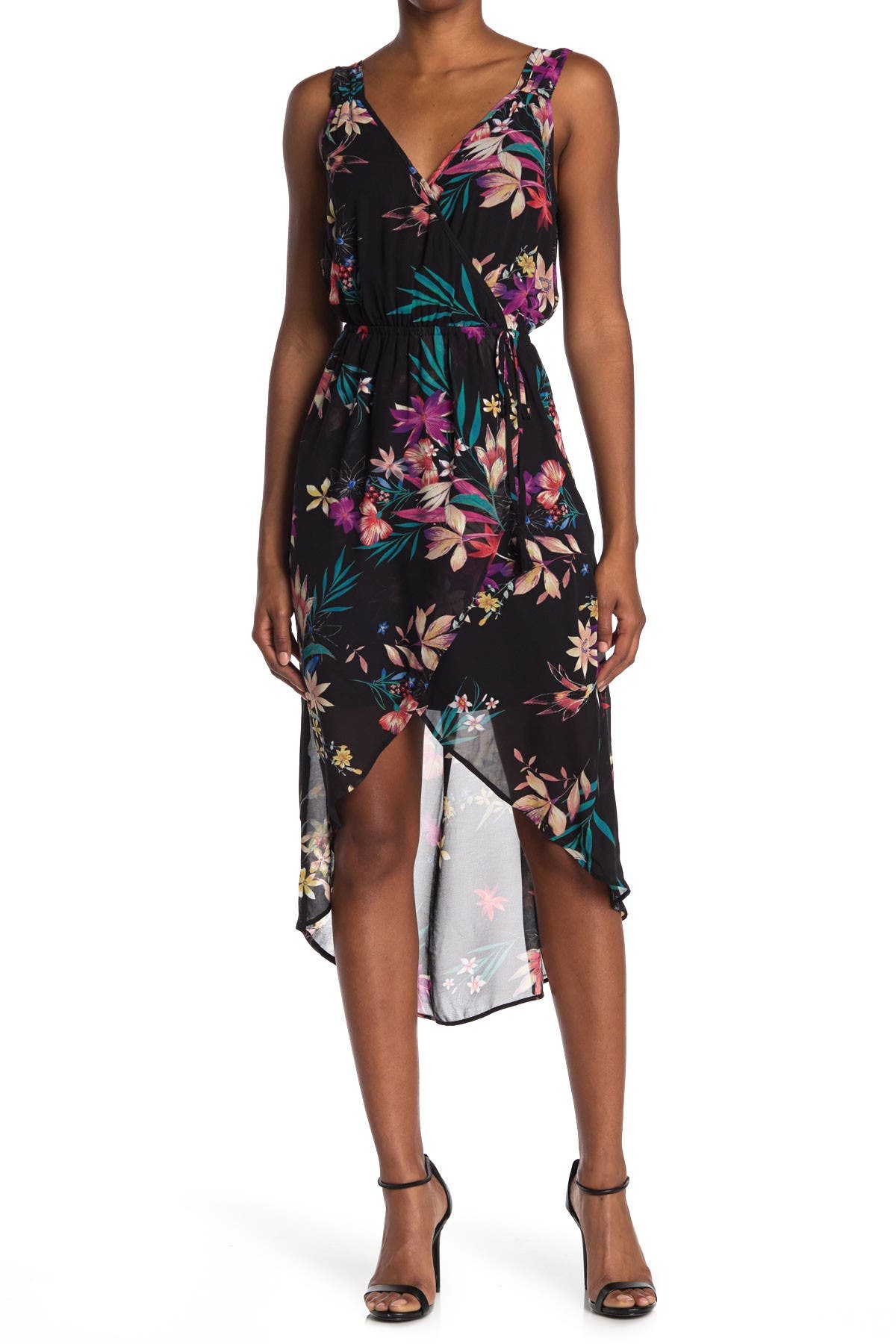 wrap hi low dress