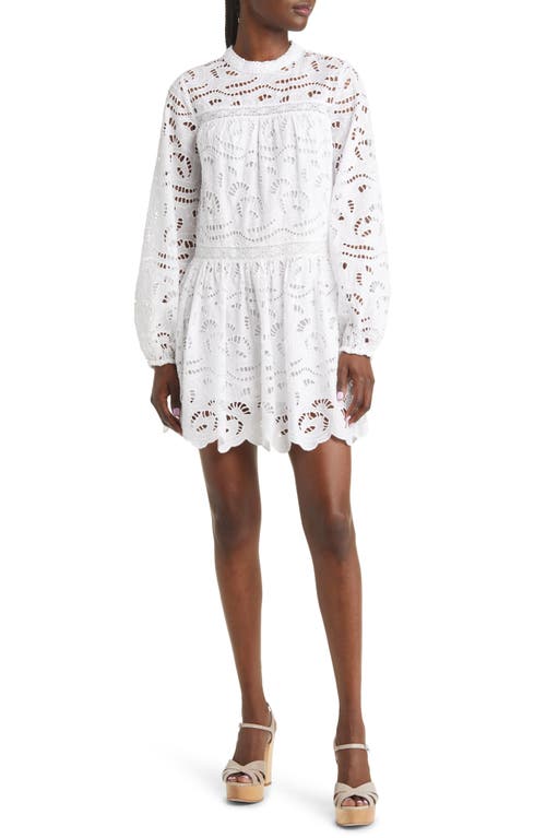 Chelsea28 Embroidered Eyelet Long Sleeve Cotton Minidress in White