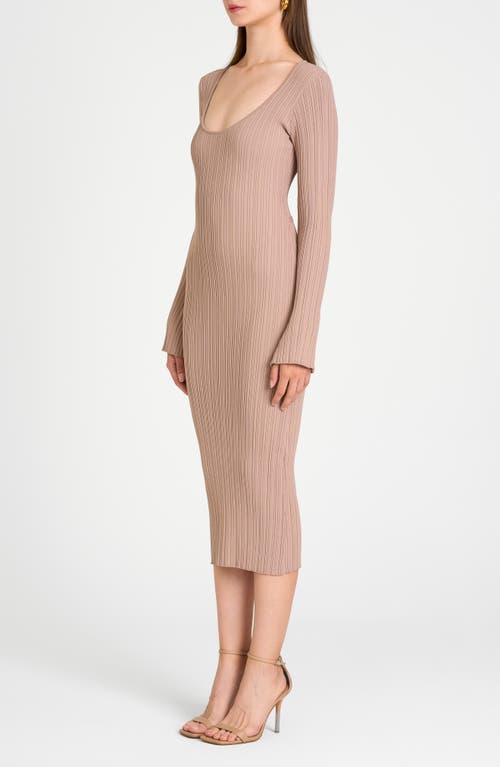 Shop Wayf Alexi Long Sleeve Rib Dress In Beige