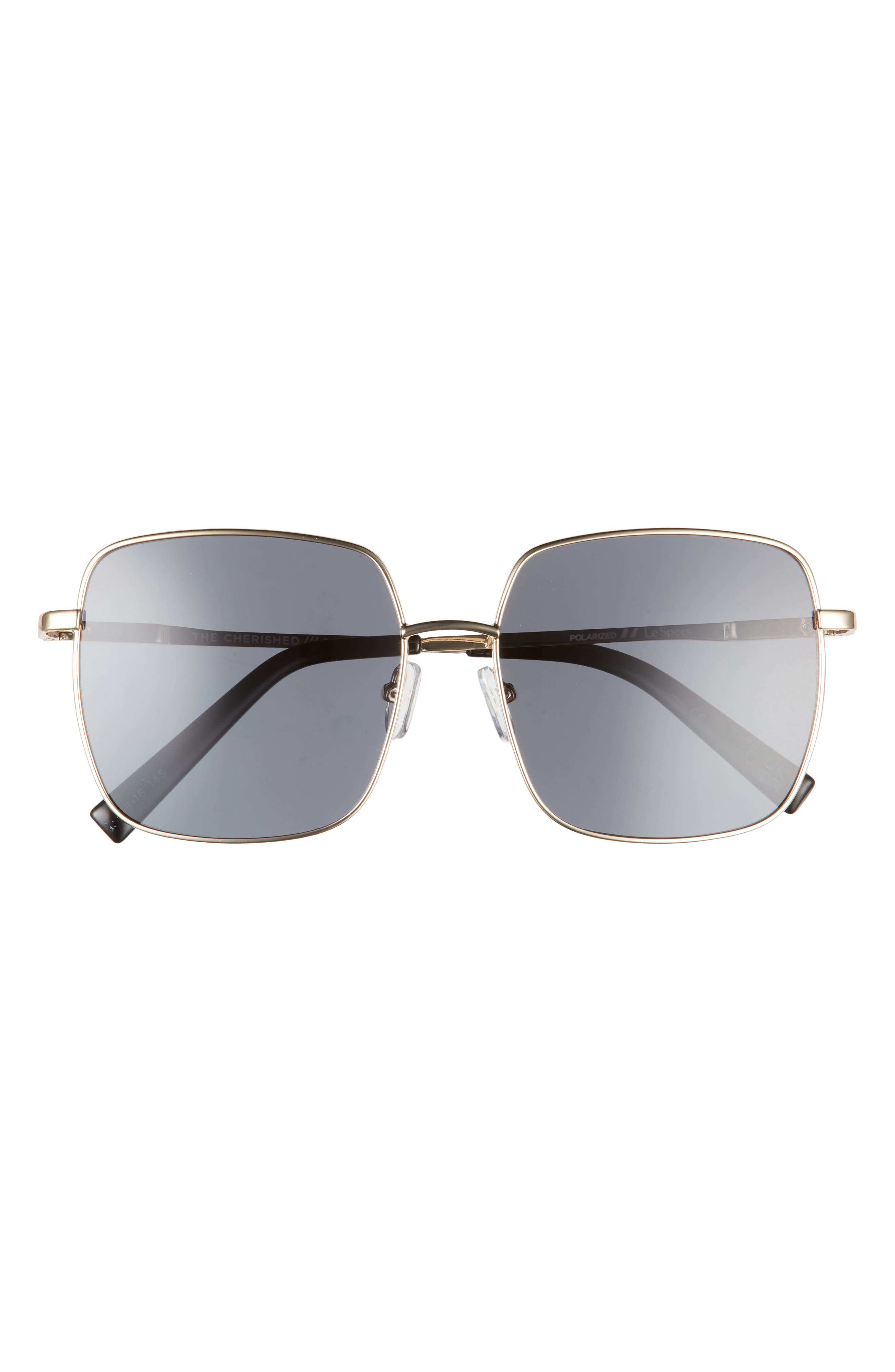 Le Specs The Cherished 58mm Square Sunglasses in Gold/Smoke Mono Polarized at Nordstrom