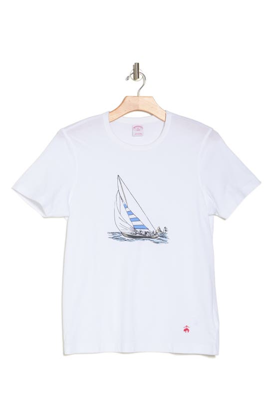 Shop Brooks Brothers Dove Cotton Graphic T-shirt In White Multi