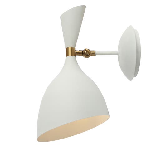 Jonathan Y Josef Iron Retro Led Wall Sconce In White/brass Gold