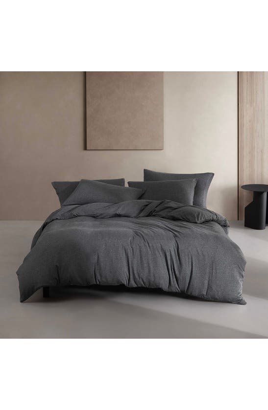 Shop Calvin Klein Mélange Cotton Blend Jersey Duvet & Shams Set In Grey