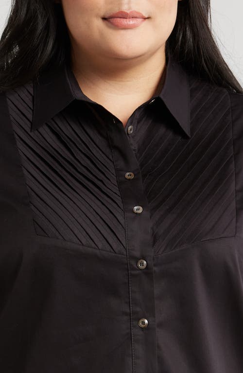 Shop Harshman Kaliyah Pleated Button-up Shirt In Black