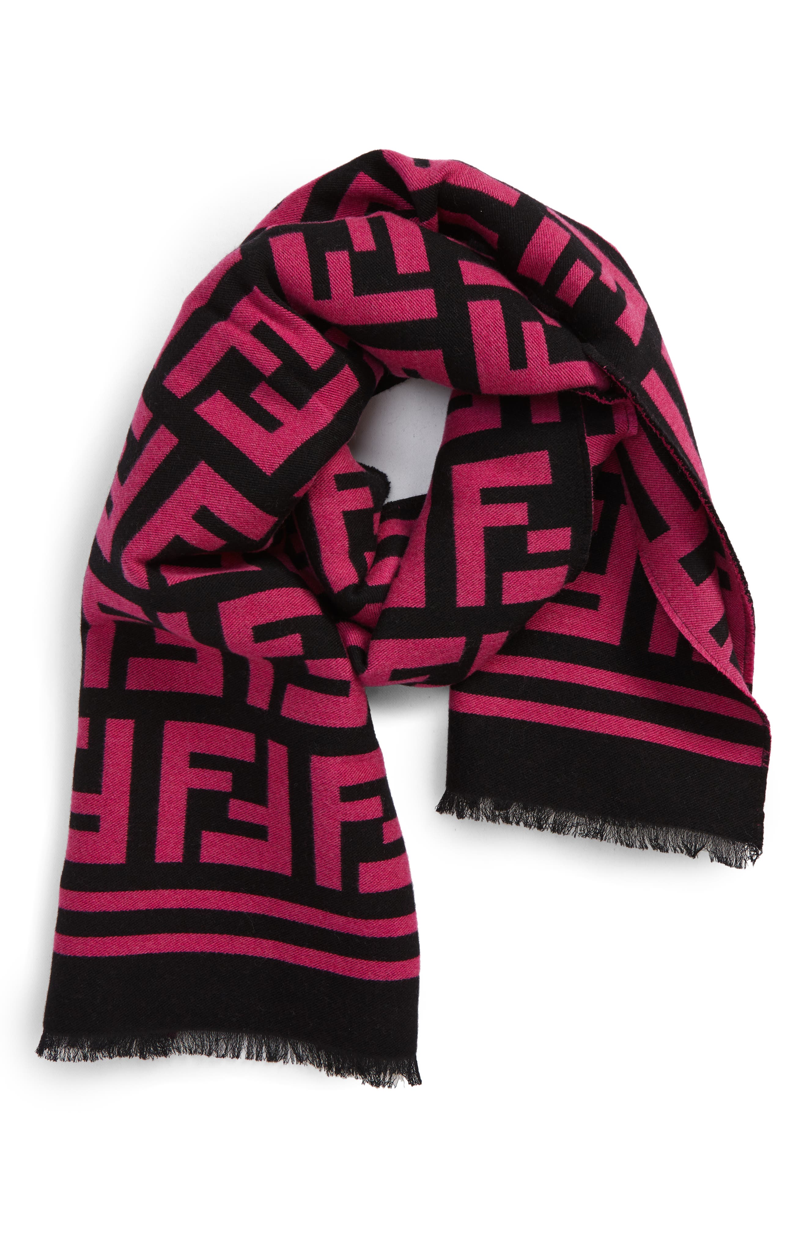 fendi pink silk and wool shawl