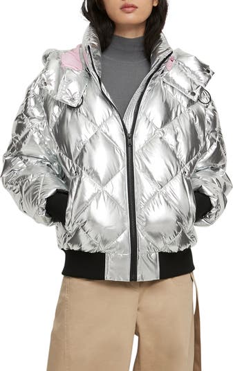 Women's Metallic Silver Down Puffer Jacket