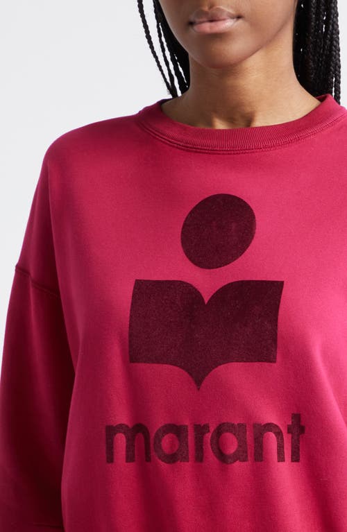 Shop Isabel Marant Étoile Mobyli Logo Graphic Cotton Sweatshirt In Raspberry