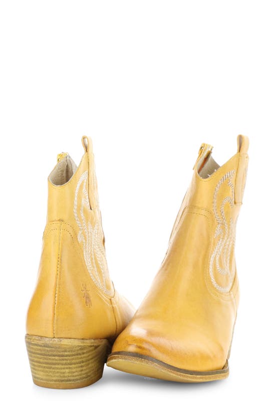 Fly London Wami Western Boot In Yellow Velvet