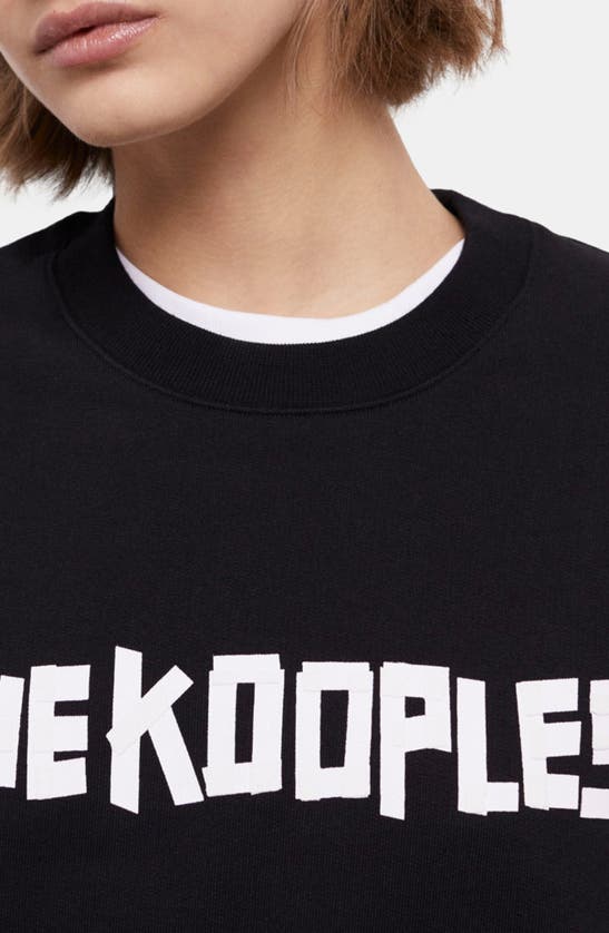 Shop The Kooples Cotton Crewneck Graphic Sweatshirt In Black