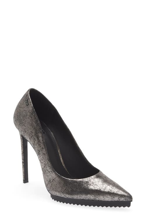 DKNY Carisa Pointed Toe Pump Dark Gunmetal Cracked Leather at Nordstrom,