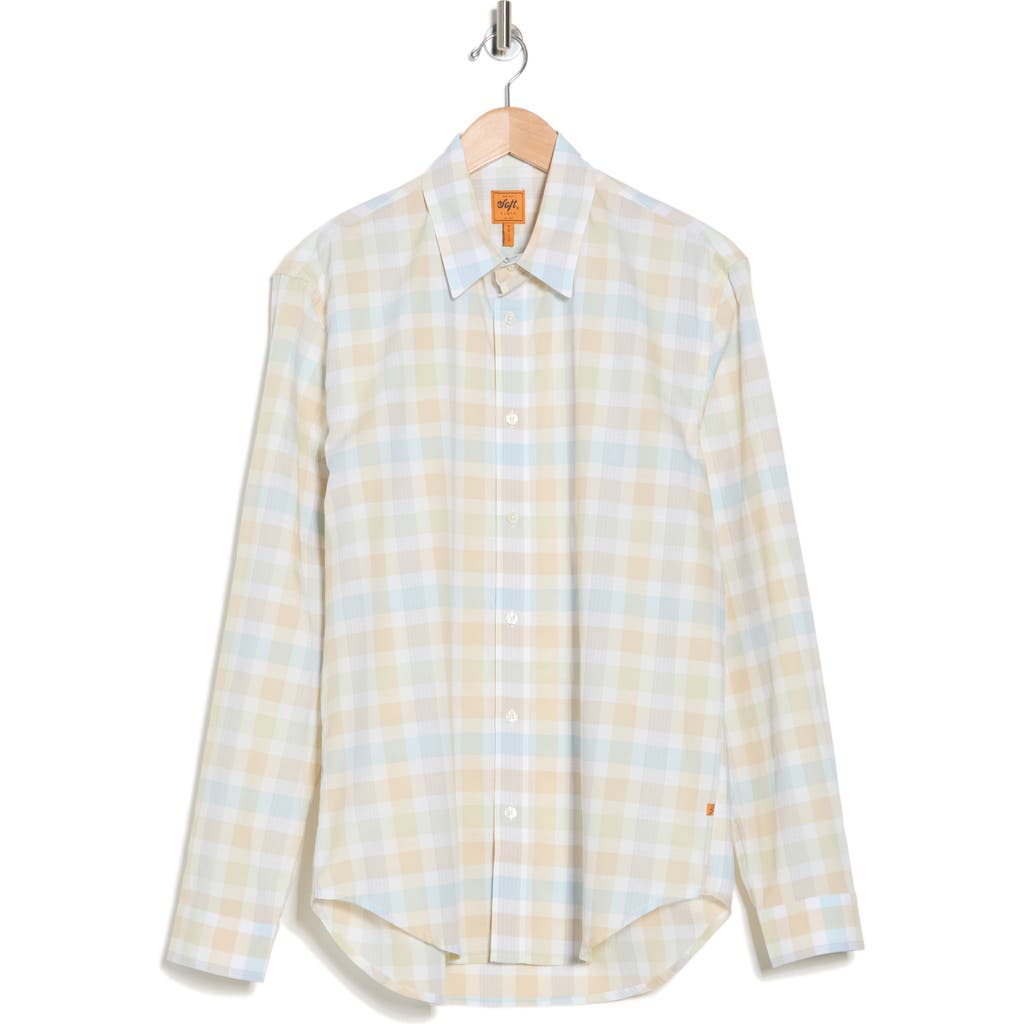 Shop Soft Cloth Midas Yarn Dye Plaid Trim Fit Button-up Shirt In Natural Multi