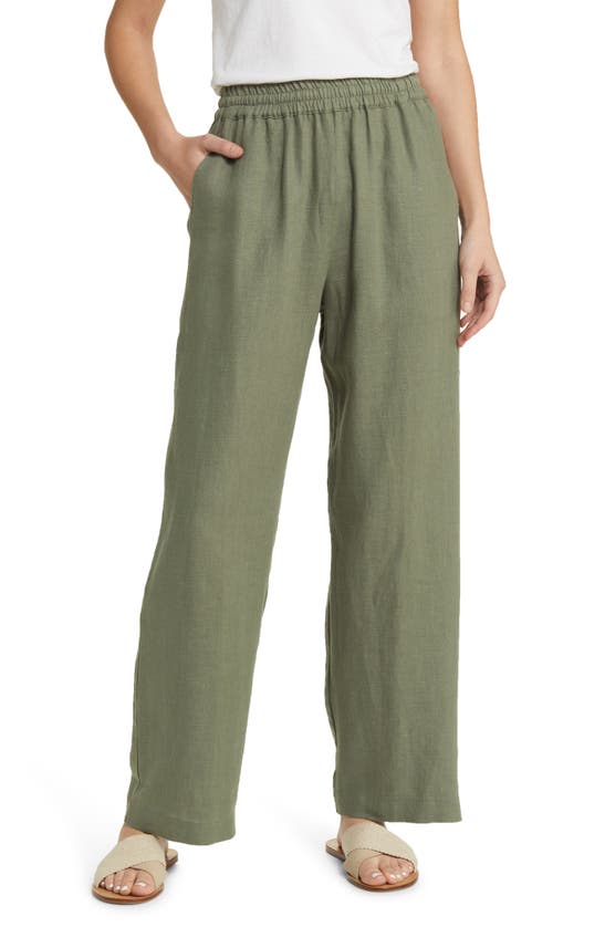 Shop Xirena Atticus Pull-on Linen Pants In Mossy