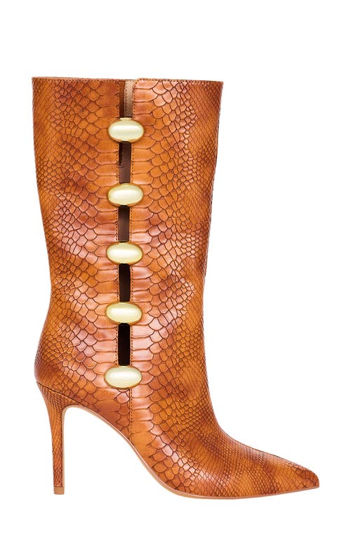 KATY PERRY KATY PERRY THE REVIVAL SNAKESKIN EMBOSSED POINTED TOE MID CALF BOOT 