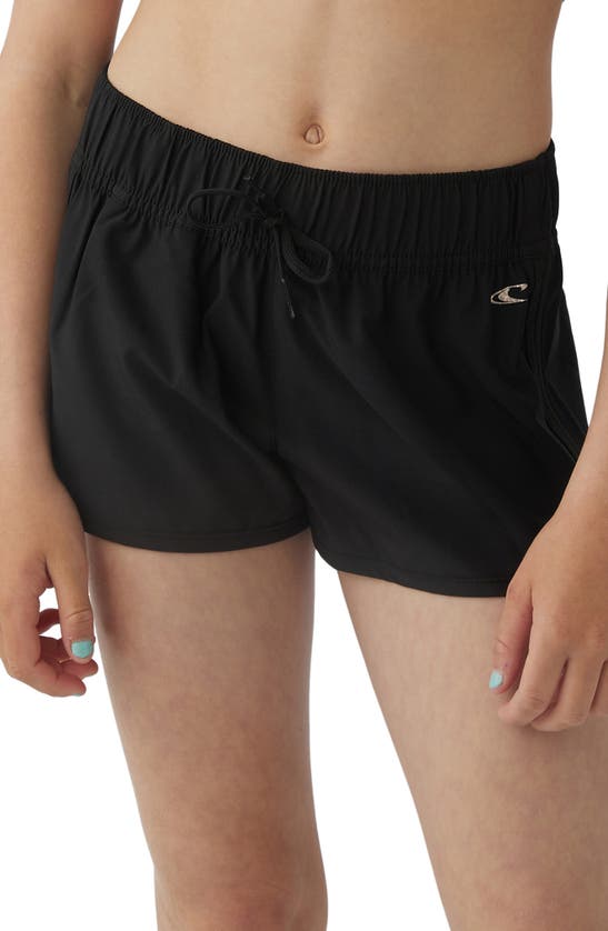 O'neill Kids' Lane Solid Water Resistant Cover-up Shorts In Black