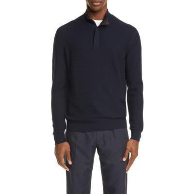 Ermenegildo Zegna High Performance Wool Half-Zip Pullover, 2 US - Blue