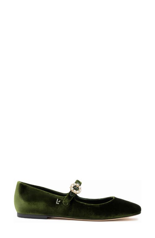 Shop Larroude Larroudé Blair Mary Jane Flat In Dark Green