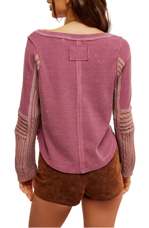 Shop Free People Cable Stitch Sleeve Sweater In Vineyard Grape Combo