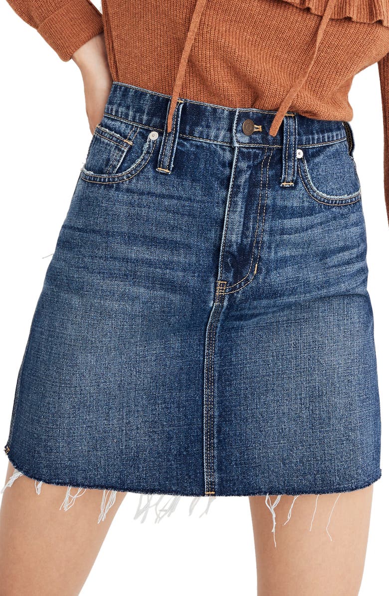 Madewell Reworked Rigid Denim Straight Miniskirt | Nordstrom