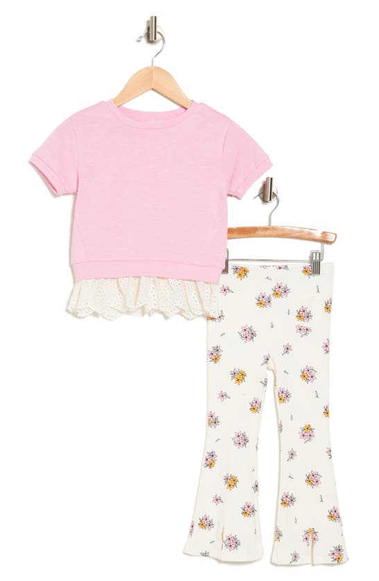 Shop Jessica Simpson Kids' Ruffle Top & Bell Bottom Pants In Pink