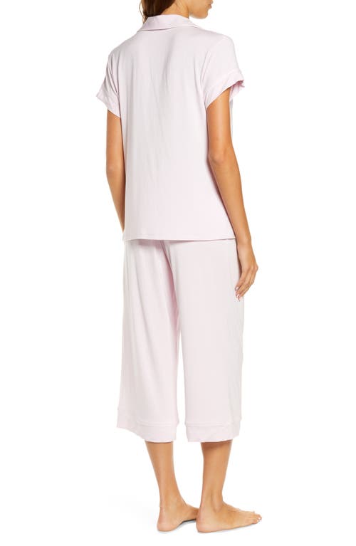 Shop Eberjey Gisele Jersey Knit Crop Pajamas In Light Violet/ivory