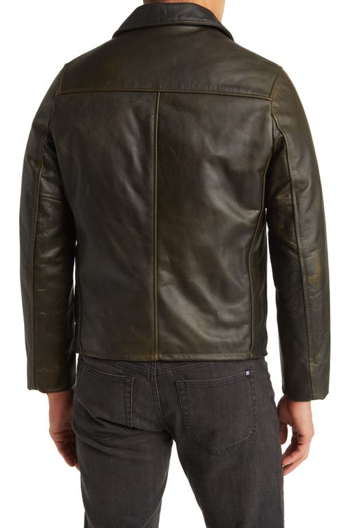 Shop Schott Nyc Waxy Cowhide Leather Mechanics Jacket In Olive