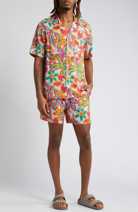Shop Native Youth Botanical Camp Shirt In Pink Floral