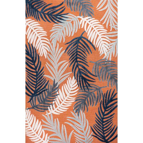 Jonathan Y Montego High-low Tropical Palm Indoor/outdoor Area Rug In Orange/navy/ivory