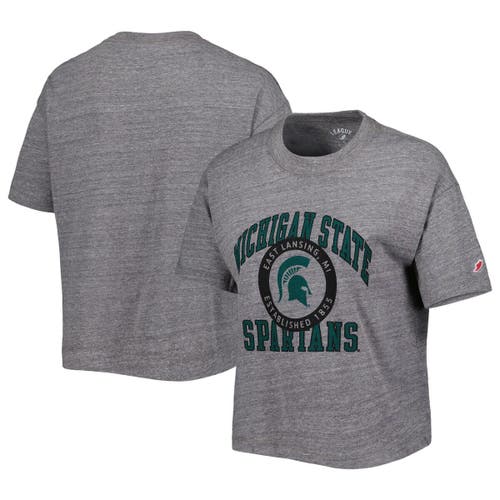 Women's League Collegiate Wear Heather Gray Michigan State Spartans Intramural Midi Seal Tri-Blend T-Shirt