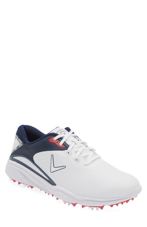 Callaway Golf® Callaway Golf Coronado V3 Waterproof Golf Sneaker in White /Blue /Red