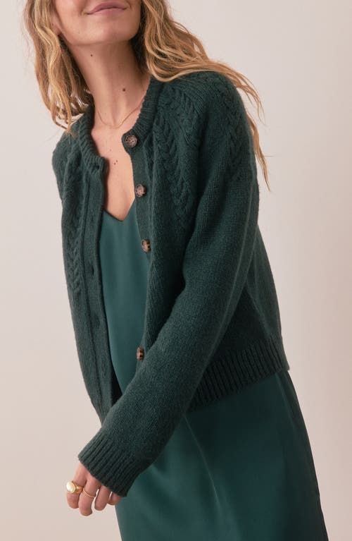 Shop Marine Layer Everly Cable Stitch Cardigan In Green Gable