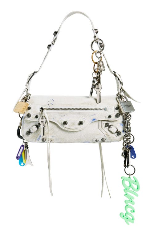 Balenciaga Small Le Cagole Used Effect Sling Bag with Charms in Optic White at Nordstrom