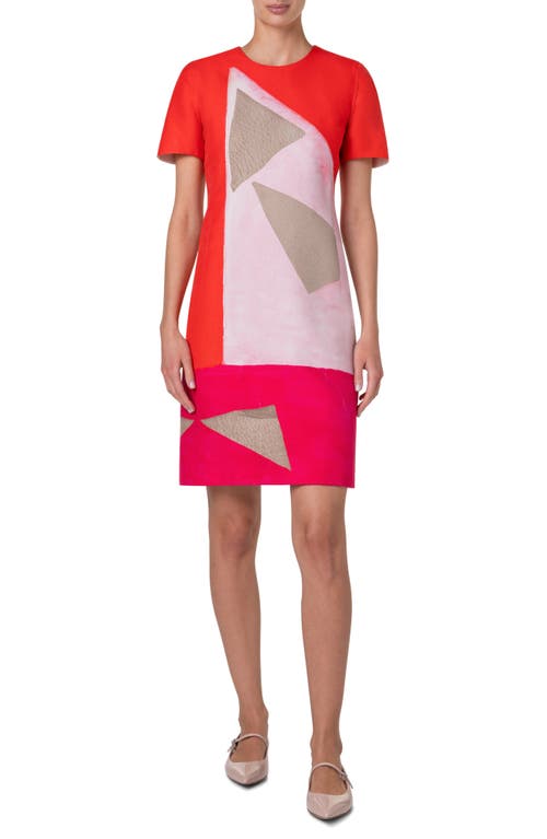 Shop Akris Spectra Print Cotton & Silk Blend Double Face Dress In Poppy-multicolor