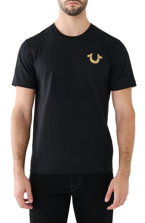 Stamp Foil Cotton Graphic T-Shirt in Jet Black