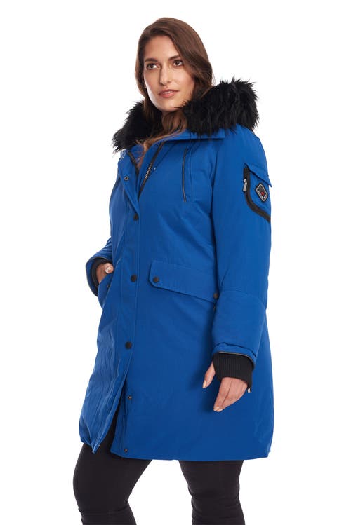 Alpine North Plus Size Laurentian Long Parka Winter With Faux Fur Hood In Blue