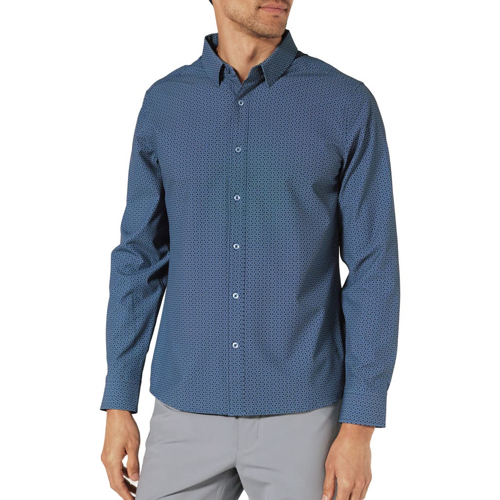 7 Diamonds Renoir Performance Button-Up Shirt in Navy